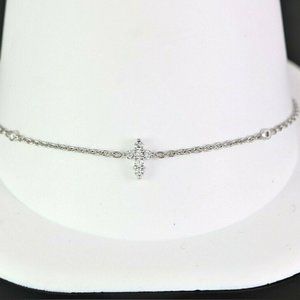 Roberto Coin Diamond 18k Wg Tiny Treasure Cross